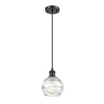 Deco Swirl Pendant - Matte Black / Clear