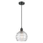 Deco Swirl Pendant - Matte Black / Clear