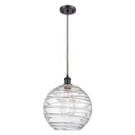 Athens Deco Swirl Cord Hung Pendant - Oil Rubbed Bronze / Clear