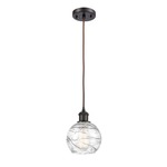 Athens Deco Swirl Cord Hung Pendant - Oil Rubbed Bronze / Clear