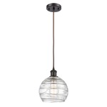 Athens Deco Swirl Cord Hung Pendant - Oil Rubbed Bronze / Clear