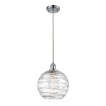 Athens Deco Swirl Cord Hung Pendant - Polished Chrome / Clear