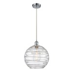 Athens Deco Swirl Cord Hung Pendant - Polished Chrome / Clear