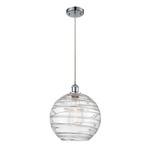 Deco Swirl Pendant - Polished Chrome / Clear