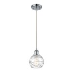 Athens Deco Swirl Cord Hung Pendant - Polished Chrome / Clear
