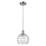 Athens Deco Swirl Cord Hung Pendant - Polished Chrome / Clear