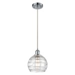 Deco Swirl Pendant - Polished Chrome / Clear