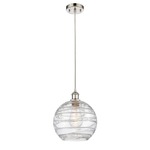 Athens Deco Swirl Cord Hung Pendant - Polished Nickel / Clear