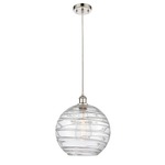 Athens Deco Swirl Cord Hung Pendant - Polished Nickel / Clear