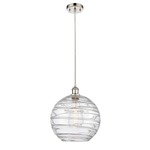 Deco Swirl Pendant - Polished Nickel / Clear