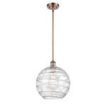 Ballston Deco Swirl Pendant - Antique Copper / Clear