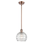 Ballston Deco Swirl Pendant - Antique Copper / Clear