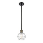 Ballston Deco Swirl Pendant - Black / Antique Brass / Clear