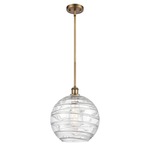 Ballston Deco Swirl Pendant - Brushed Brass / Clear