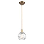 Ballston Deco Swirl Pendant - Brushed Brass / Clear