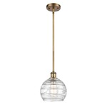 Ballston Deco Swirl Pendant - Brushed Brass / Clear