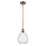 Waverly Teardrop Stem Hung Pendant - Brushed Brass / Clear