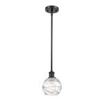 Athens Deco Swirl Stem Hung Pendant - Matte Black / Clear