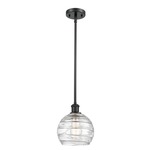 Ballston Deco Swirl Pendant - Matte Black / Clear