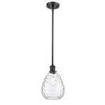 Waverly Teardrop Stem Hung Pendant - Matte Black / Clear