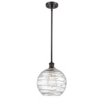 Athens Deco Swirl Stem Hung Pendant - Oil Rubbed Bronze / Clear