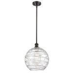 Athens Deco Swirl Stem Hung Pendant - Oil Rubbed Bronze / Clear