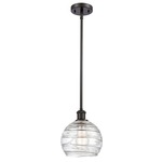 Athens Deco Swirl Stem Hung Pendant - Oil Rubbed Bronze / Clear