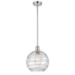 Athens Deco Swirl Stem Hung Pendant - Polished Chrome / Clear