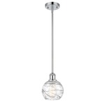 Athens Deco Swirl Stem Hung Pendant - Polished Chrome / Clear