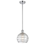 Athens Deco Swirl Stem Hung Pendant - Polished Chrome / Clear
