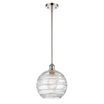 Athens Deco Swirl Stem Hung Pendant - Polished Nickel / Clear