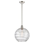 Athens Deco Swirl Stem Hung Pendant - Polished Nickel / Clear