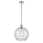 Ballston Deco Swirl Pendant - Polished Nickel / Clear