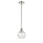 Athens Deco Swirl Stem Hung Pendant - Polished Nickel / Clear