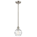 Athens Deco Swirl Stem Hung Pendant - Brushed Satin Nickel / Clear