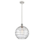 Ballston Deco Swirl Pendant - White / Polished Chrome / Clear