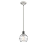 Athens Deco Swirl Stem Hung Pendant - White / Polished Chrome / Clear