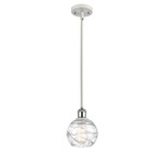 Ballston Deco Swirl Pendant - White / Polished Chrome / Clear