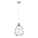 Waverly Teardrop Stem Hung Pendant - White / Polished Chrome / Clear