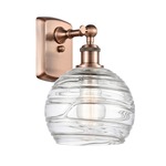 Deco Swirl Wall Sconce - Antique Copper / Clear