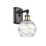 Deco Swirl Wall Sconce - Black / Antique Brass / Clear