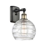 Deco Swirl Wall Sconce - Black / Antique Brass / Clear