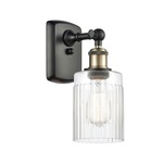 Hadley Rectangle Canopy Wall Sconce - Black / Antique Brass / Clear