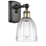 Brookfield Rectangle Canopy Wall Sconce - Black / Antique Brass / Clear