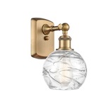 Deco Swirl Wall Sconce - Brushed Brass / Clear