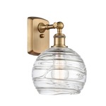 Deco Swirl Wall Sconce - Brushed Brass / Clear