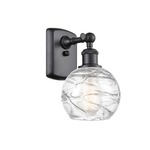 Deco Swirl Wall Sconce - Matte Black / Clear