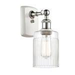 Hadley Rectangle Canopy Wall Sconce - White / Polished Chrome / Clear