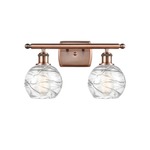 Deco Swirl Bathroom Vanity Light - Antique Copper / Clear