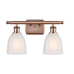 Brookfield Rectangle Canopy Bathroom Vanity Light - Antique Copper / White